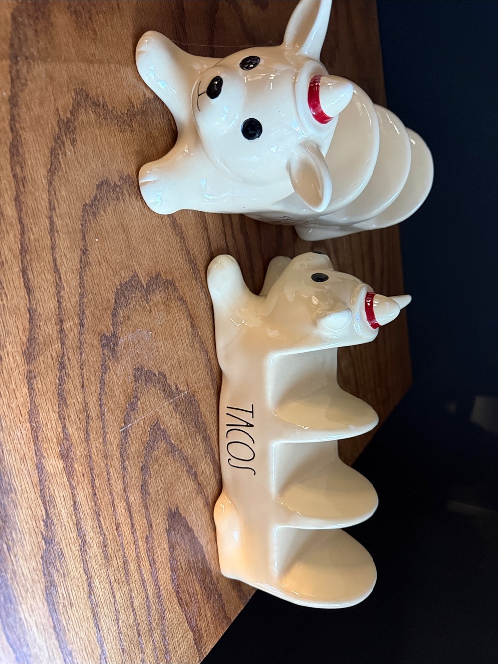 Rae Dunn Cream Ceramic Taco Holder and Condiment Servers set of 2